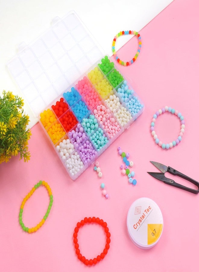 Ambitieux Children Jewelry Making Craft Bracelet Kits set for Kids - DIY 24 Compartment Box, 700+ Colorful Beads, Ear Hangings, Lobster Locks & Rings , 8 Pcs of Charms With Accessories - Birthday Gift for Girls 4 5 6 7 Years (6 and 8mm Matt) - Image 3